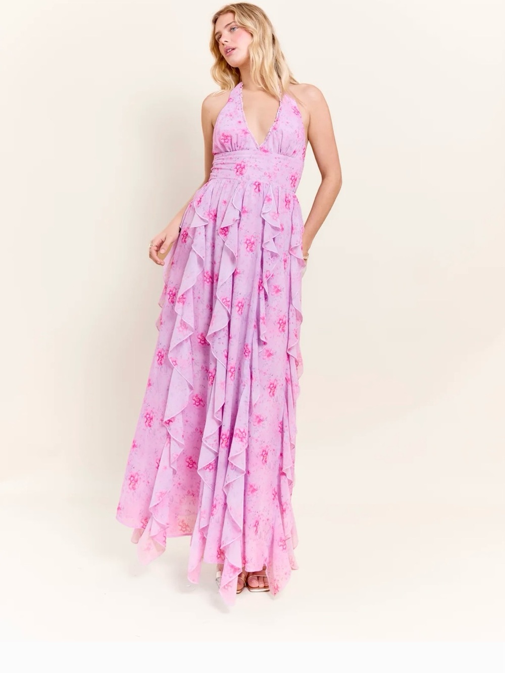 Amy Jane London Aquaria Ruffle Maxi Dress
